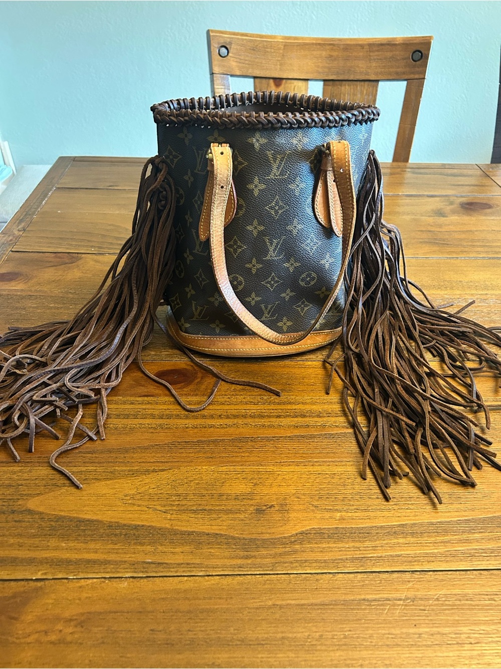 Vintage Boho Bags Authentic Upcycled Louis Vuitton French Bucket Bag - Picture 2 of 6